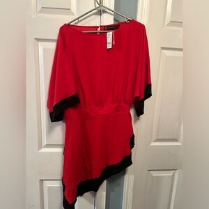 Red asymmetrical blouse